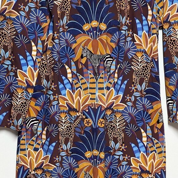 NWT J. MCLAUGHLIN Sophia Safaria Floral Dress Catalina Cloth Brown Multicolor L - Picture 3 of 6